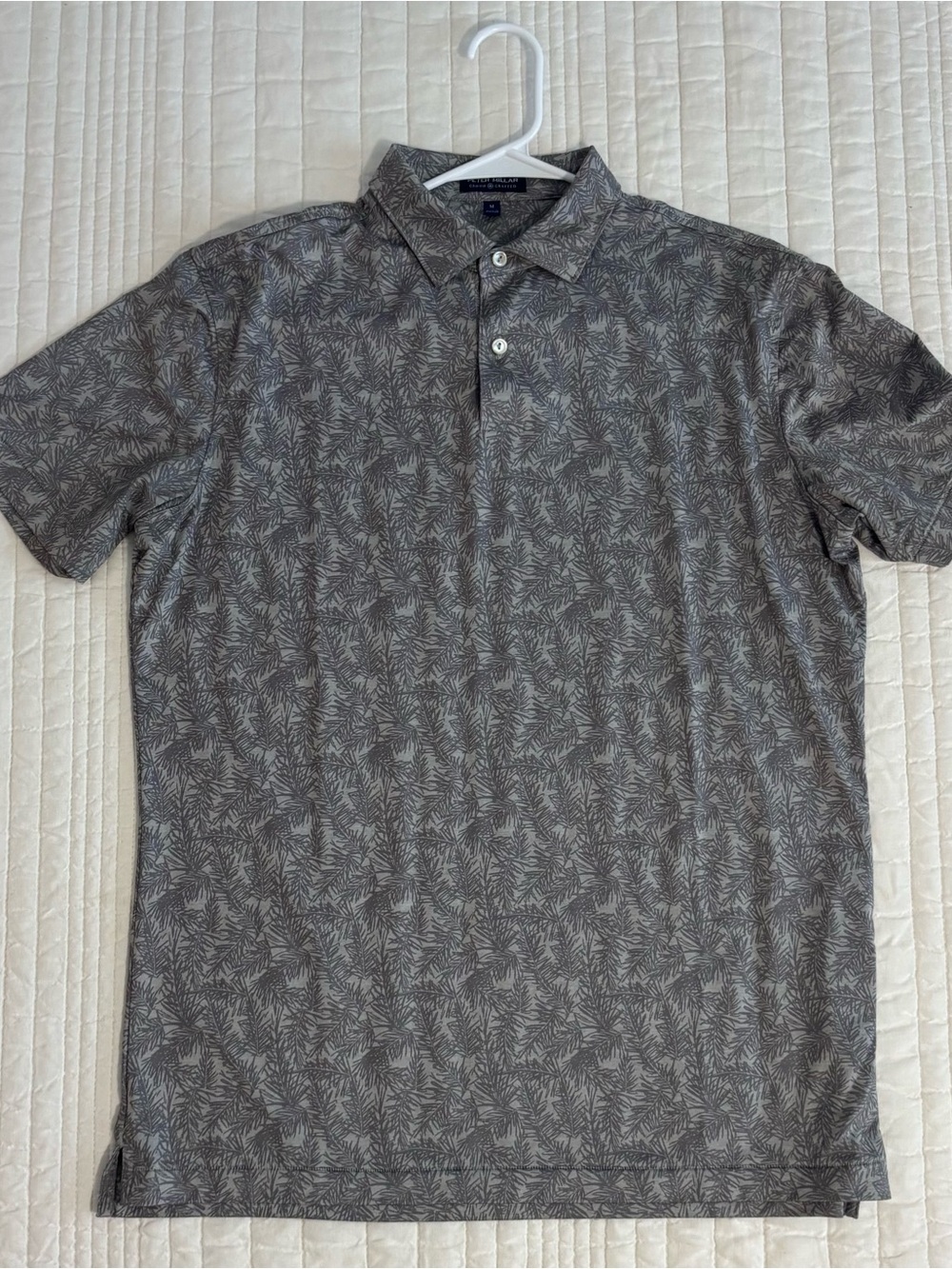 Peter Millar Gray palm frond Short Sleeve Polo